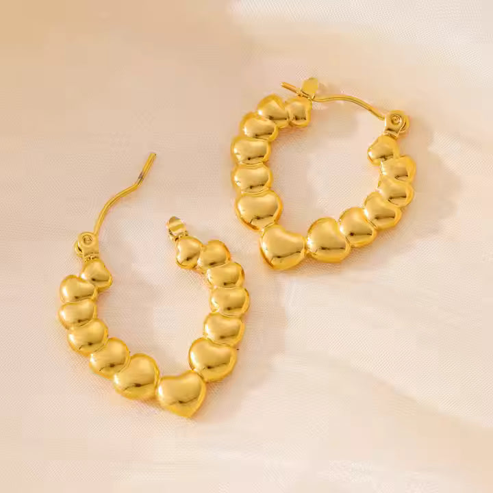 Golden Heart Charm Hoop Earrings - BlingVows - Best Imitation & Anti Tarnish Jewelry Wholesaler