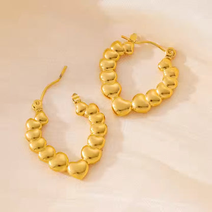 Golden Heart Charm Hoop Earrings - BlingVows - Best Imitation & Anti Tarnish Jewelry Wholesaler