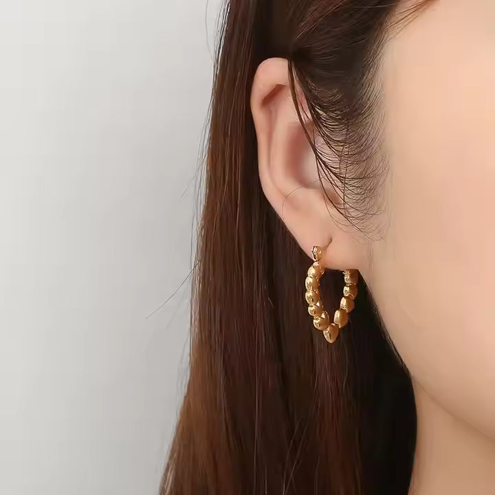 Golden Heart Charm Hoop Earrings - BlingVows - Best Imitation & Anti Tarnish Jewelry Wholesaler