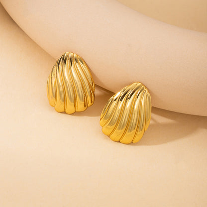 Golden Ripple Anti-Tarnish Statement Studs - BlingVows - Best Imitation & Anti Tarnish Jewelry Wholesaler