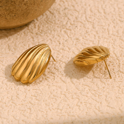 Golden Ripple Anti-Tarnish Statement Studs - BlingVows - Best Imitation & Anti Tarnish Jewelry Wholesaler