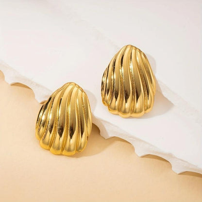 Golden Ripple Anti-Tarnish Statement Studs - BlingVows - Best Imitation & Anti Tarnish Jewelry Wholesaler