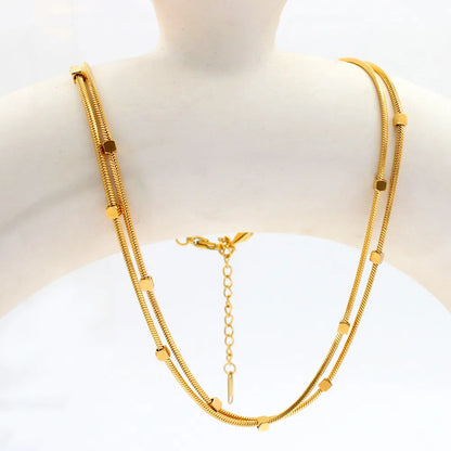 2 Layers Snake Bone Square Chain Elegant Women's Necklace