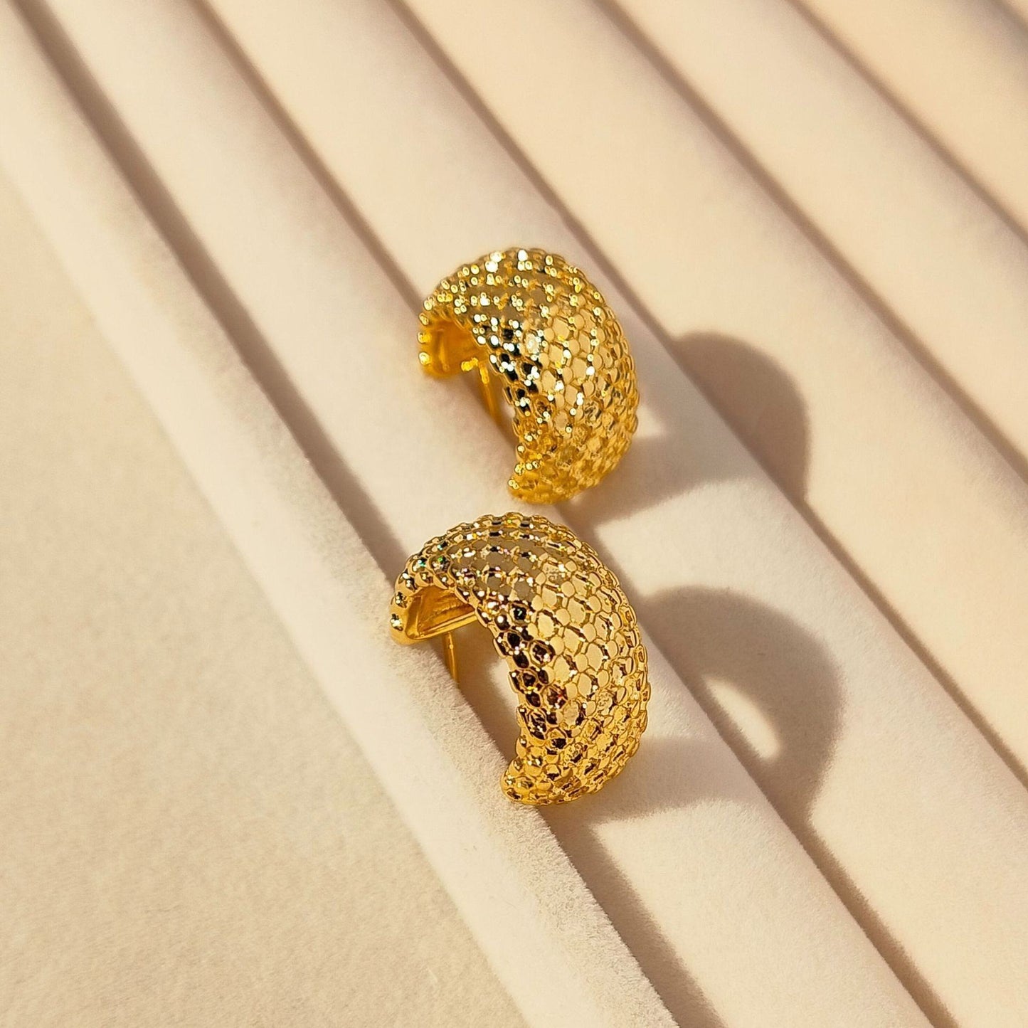 Textured Gold Half Hoop Earrings