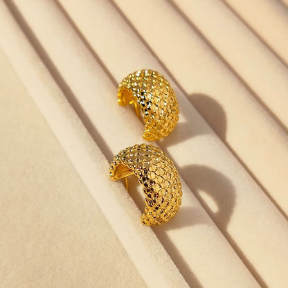 Textured Gold Half Hoop Earrings