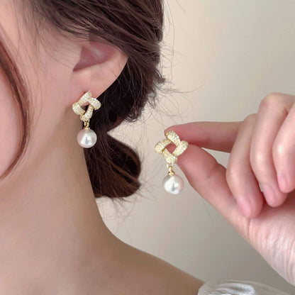 Pearl Drop Stud Earrings