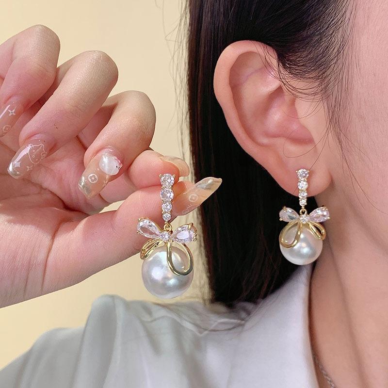 Pearl Butterfly Drop Earrings