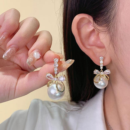 Pearl Butterfly Drop Earrings