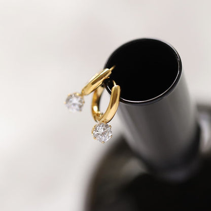Crystal Charm Mini Hoop Earrings 316L