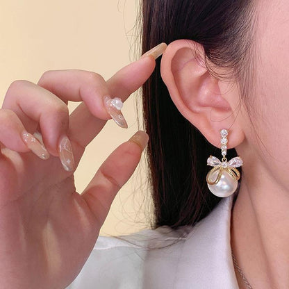Pearl Butterfly Drop Earrings