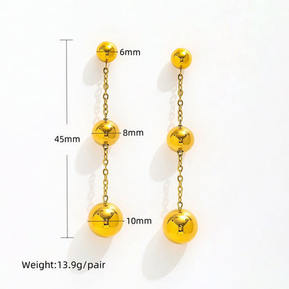 Triple Bead Chain Drop Earrings 316L