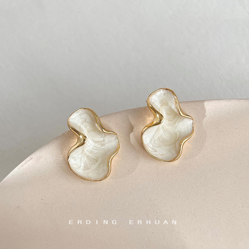 Abstract Pearl Stud Earrings