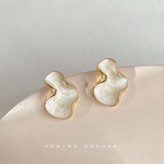 Abstract Pearl Stud Earrings