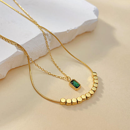 Green Stone Layered Necklace