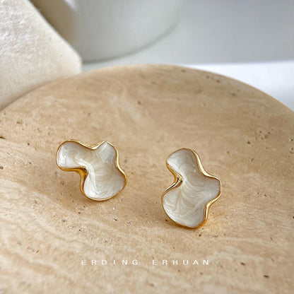 Abstract Pearl Stud Earrings