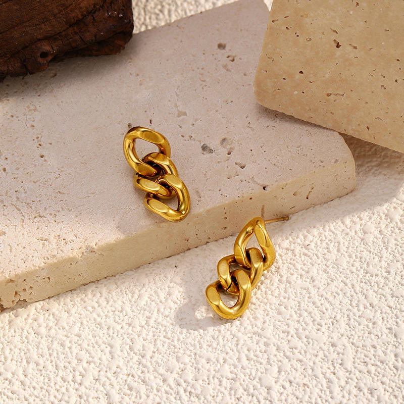 Chunky Interlocking Chain Link Earrings 316L