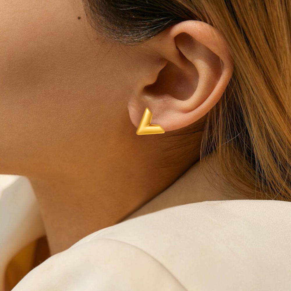 Minimal Gold V Stud Earrings