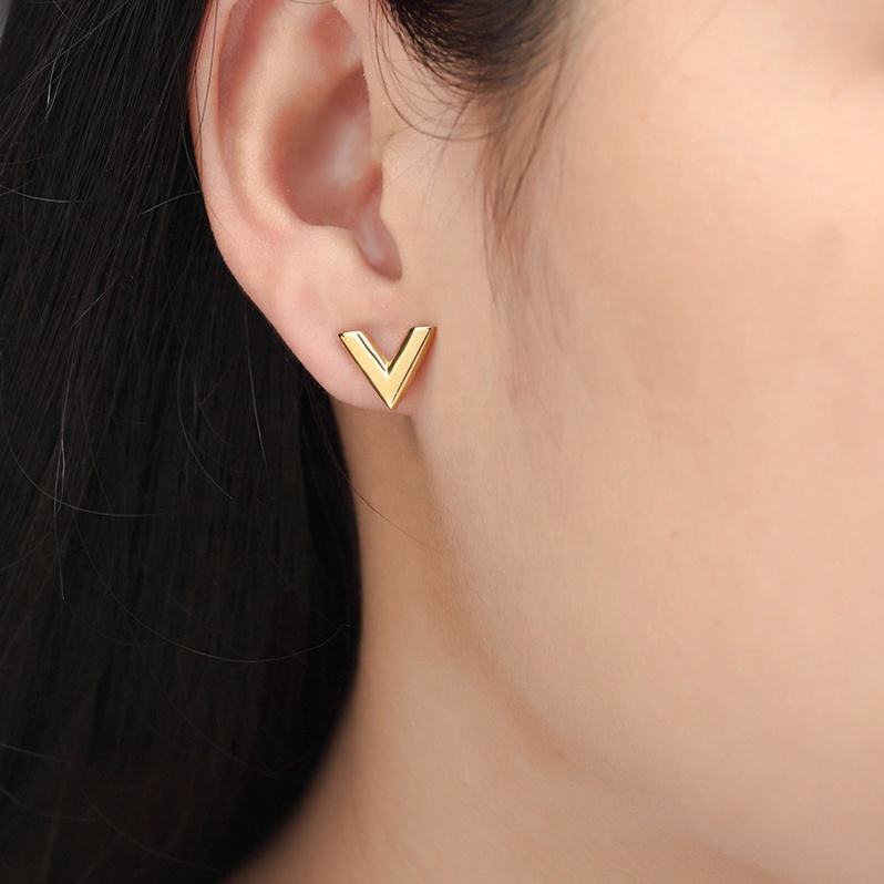 Minimal Gold V Stud Earrings