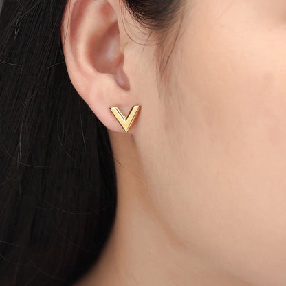 Minimal Gold V Stud Earrings
