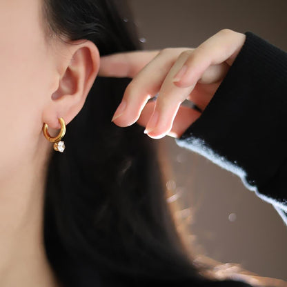 Crystal Charm Mini Hoop Earrings 316L