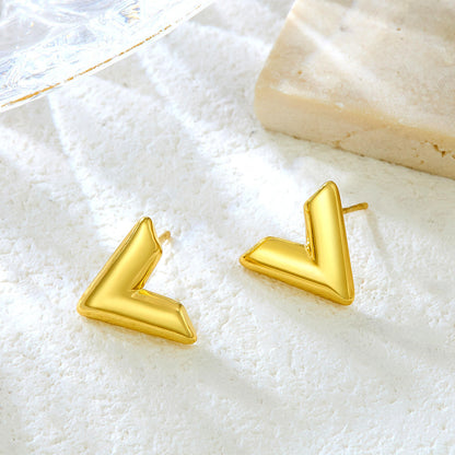 Minimal Gold V Stud Earrings