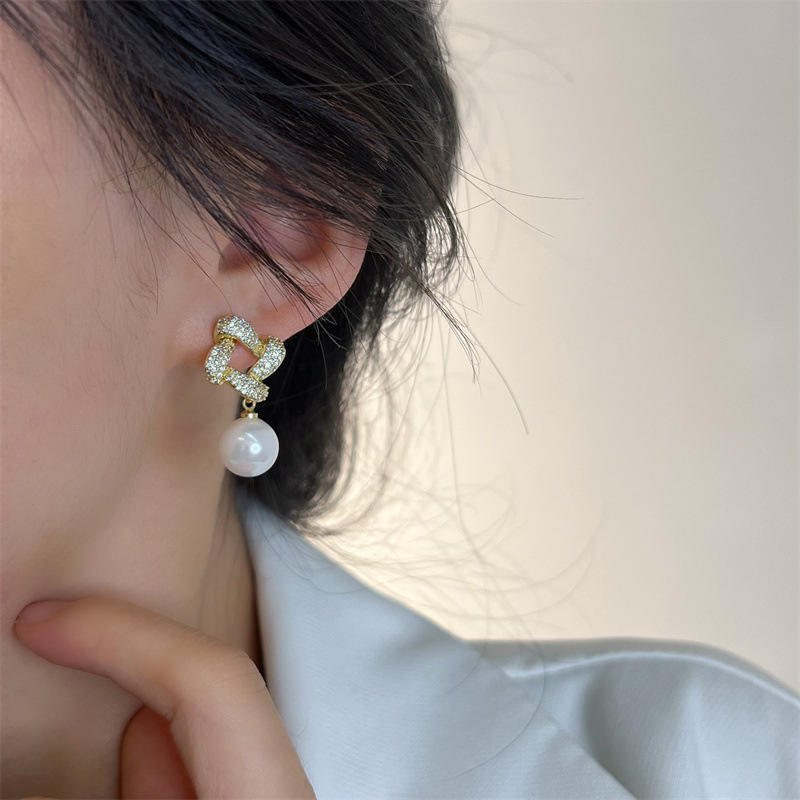 Pearl Drop Stud Earrings