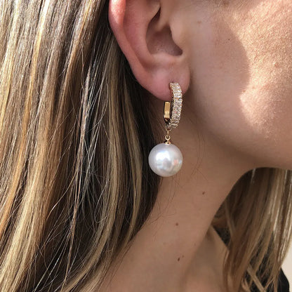 Round Pearl Dangle Earrings
