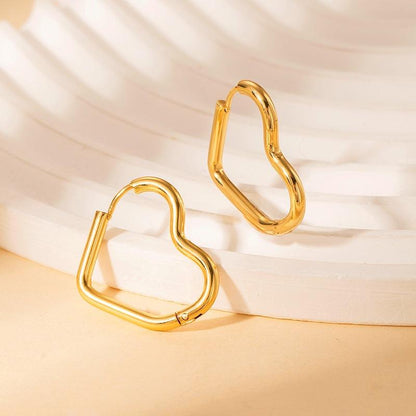 Minimal Heart-Shaped Hoop Earrings 316L
