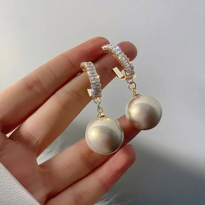 Round Pearl Dangle Earrings