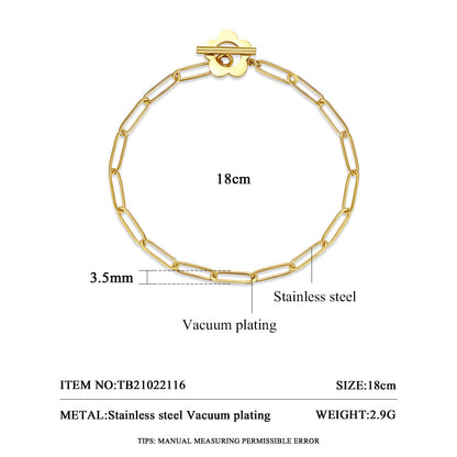 Golden Link Chain Bracelet with Floral Toggle – Anti-Tarnish