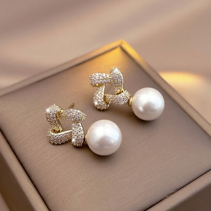 Pearl Drop Stud Earrings