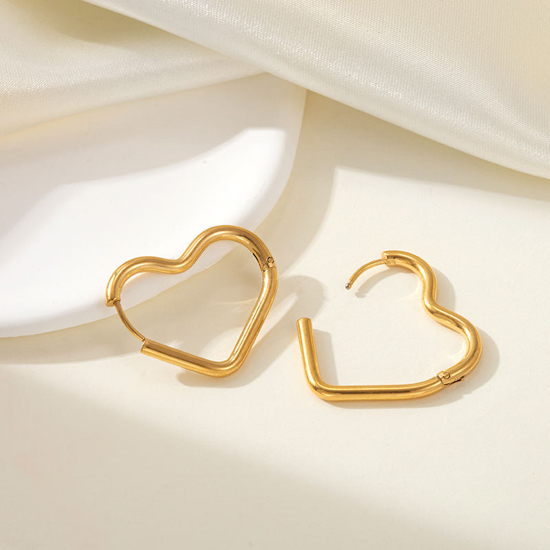 Minimal Heart-Shaped Hoop Earrings 316L