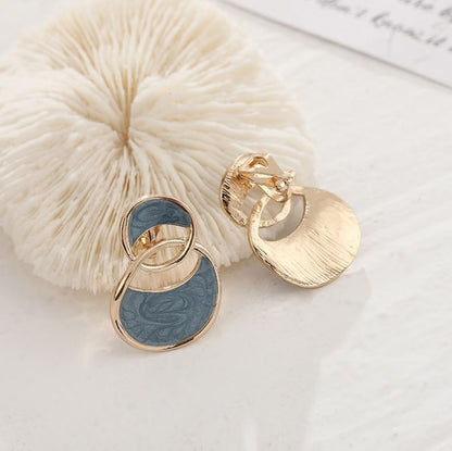 Blue Enamel Geometric Drop Earrings