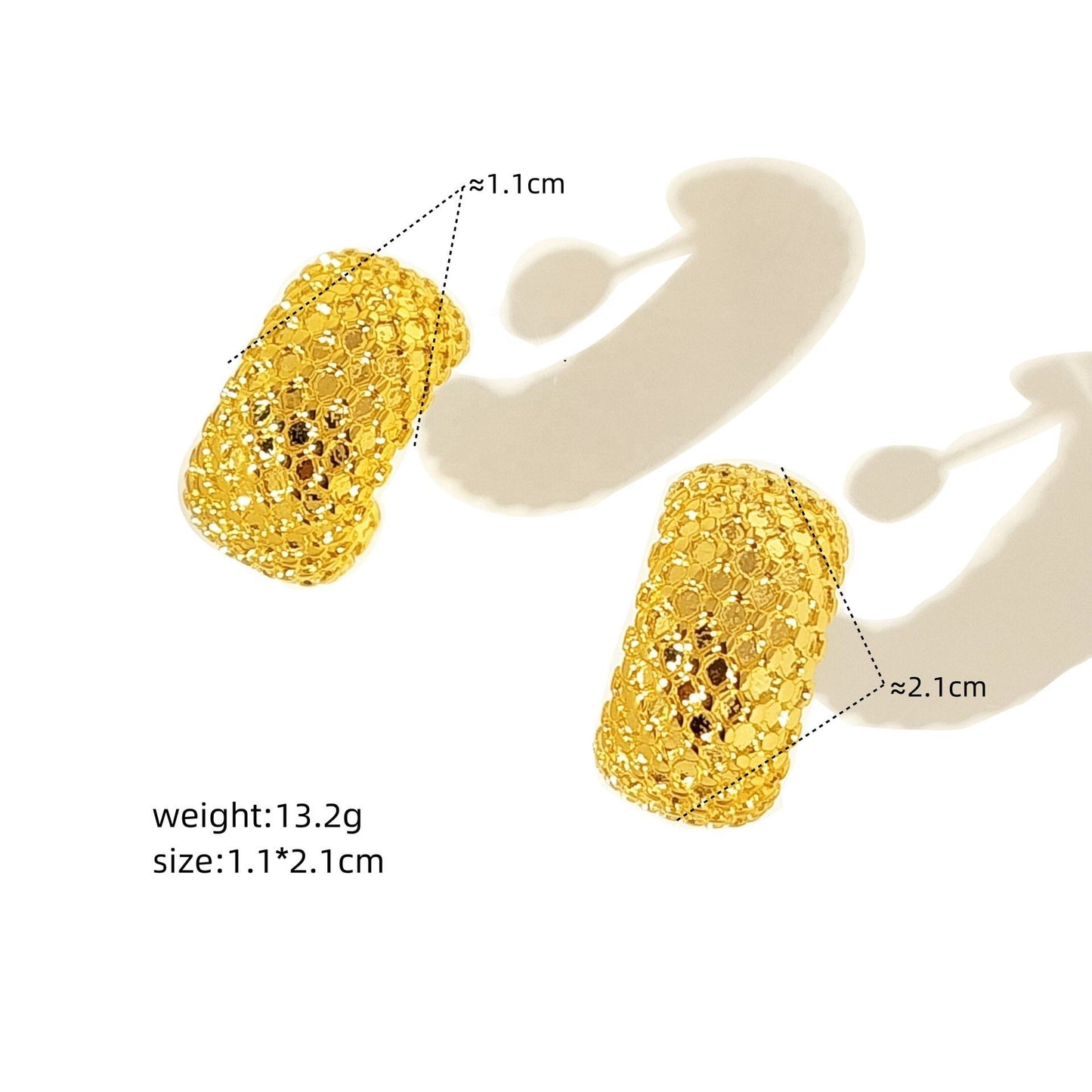 Textured Gold Half Hoop Earrings