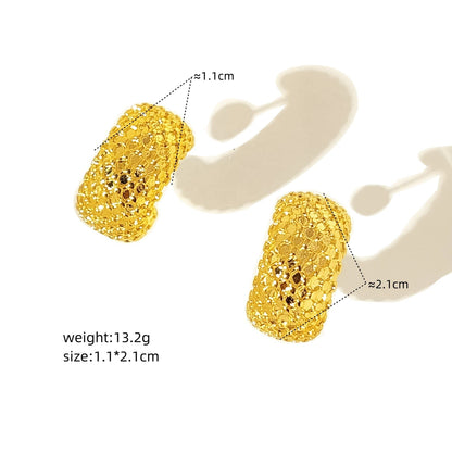 Textured Gold Half Hoop Earrings