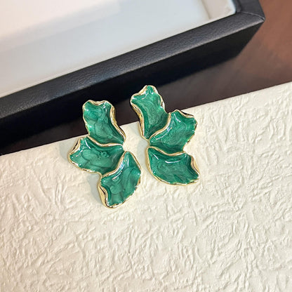 Green Leaf Statement Earrings