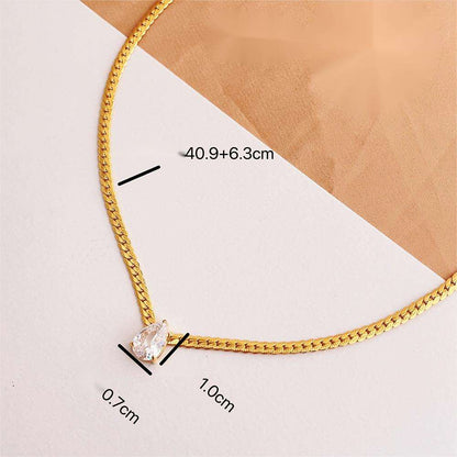 Snake Chain Teardrop Crystal Necklace