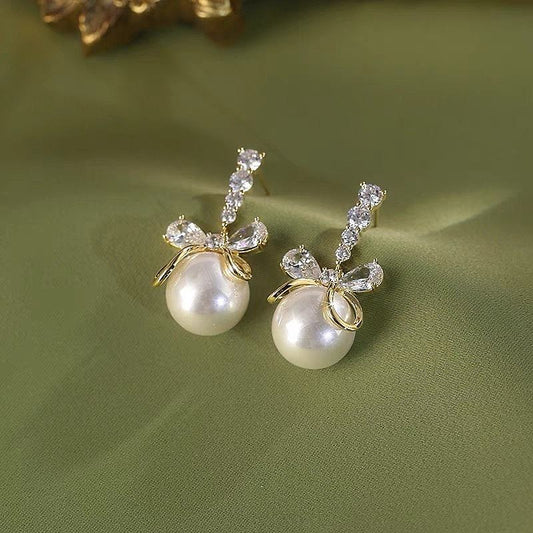 Pearl Butterfly Drop Earrings