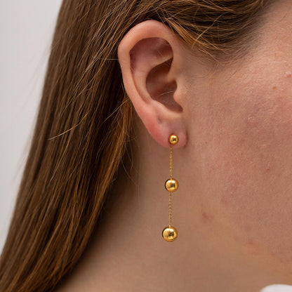 Triple Bead Chain Drop Earrings 316L