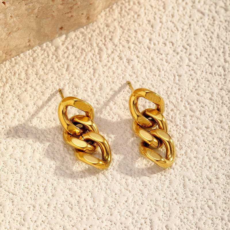 Chunky Interlocking Chain Link Earrings 316L