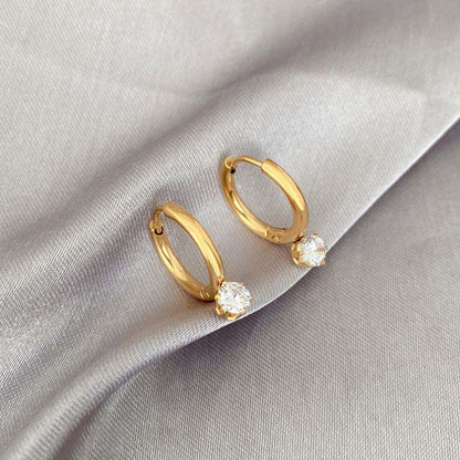 Crystal Charm Mini Hoop Earrings 316L