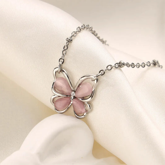 Pink Opal Butterfly Necklace