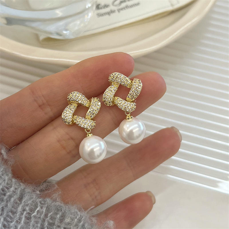 Pearl Drop Stud Earrings