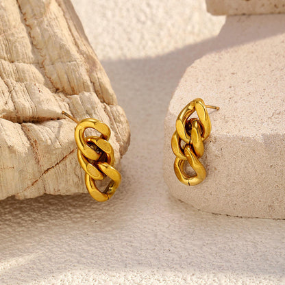 Chunky Interlocking Chain Link Earrings 316L