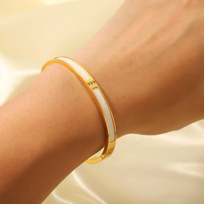 Ivory Marble Luxe Bangle – Anti-Tarnish