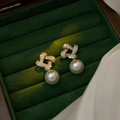 Pearl Drop Stud Earrings