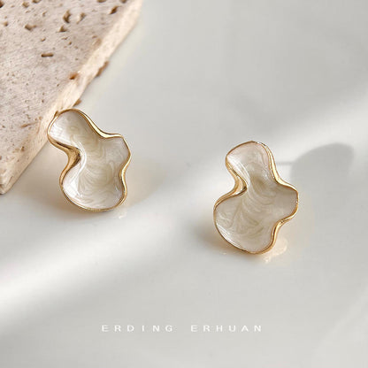 Abstract Pearl Stud Earrings