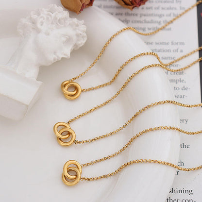 Double Ring Pendant Necklace