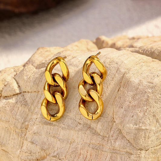 Chunky Interlocking Chain Link Earrings 316L