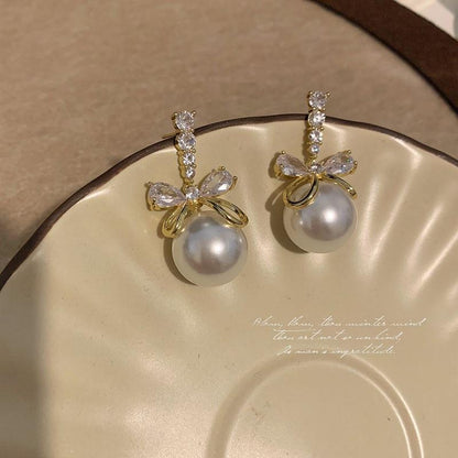 Pearl Butterfly Drop Earrings
